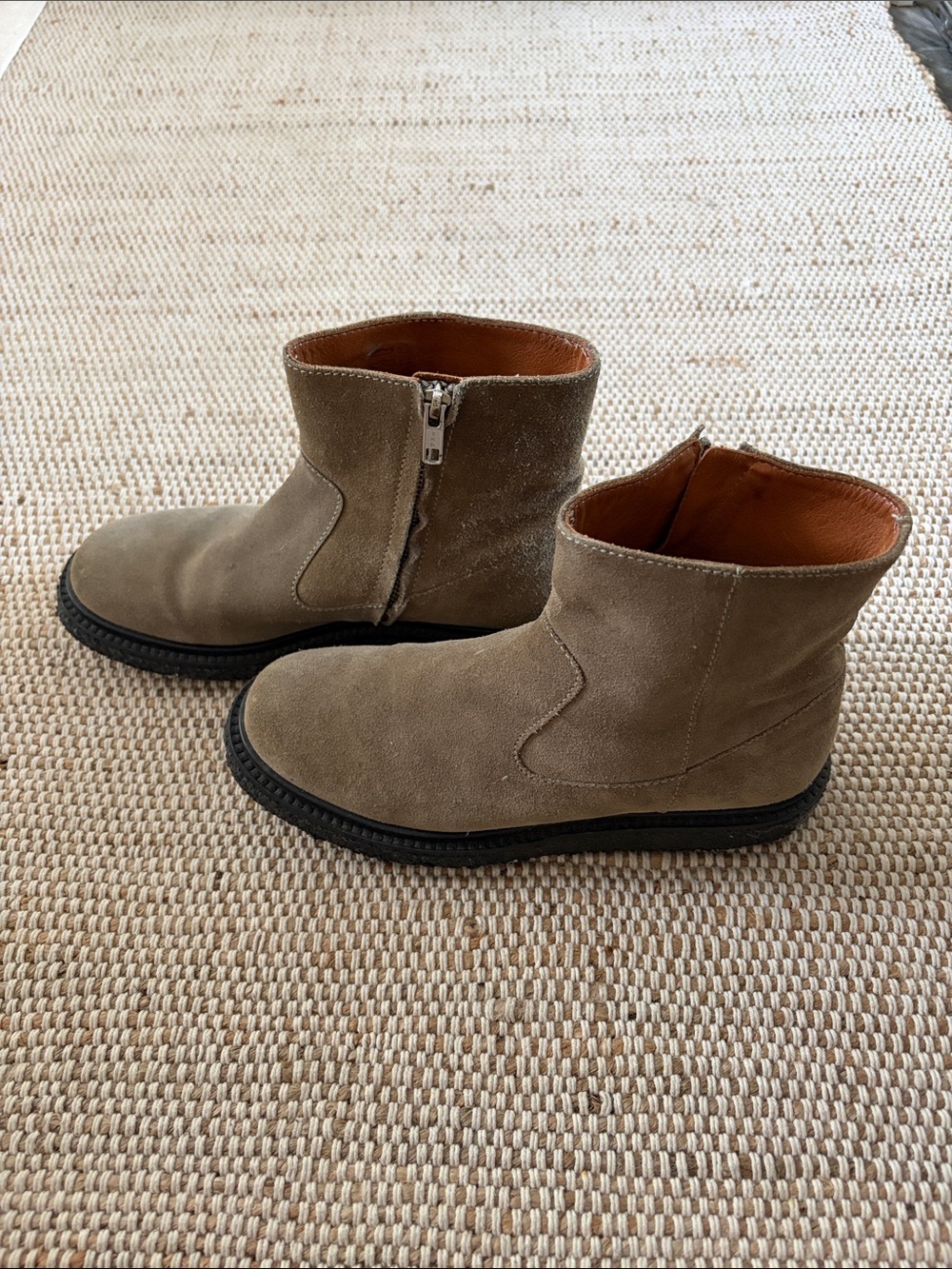 Isabel Marant Olive Taupe Suede Ankle Booties with Side Zip